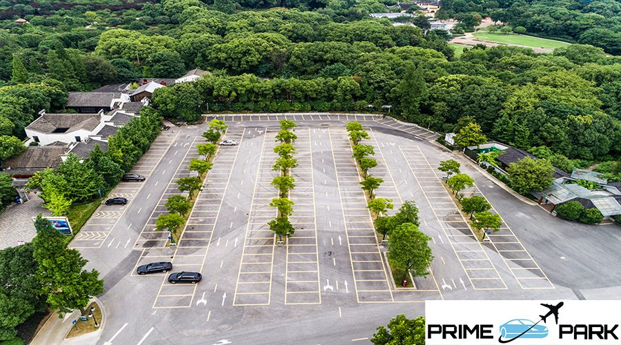 Empty parking lots, aerial view.