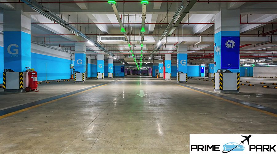 Empty underground parking garage