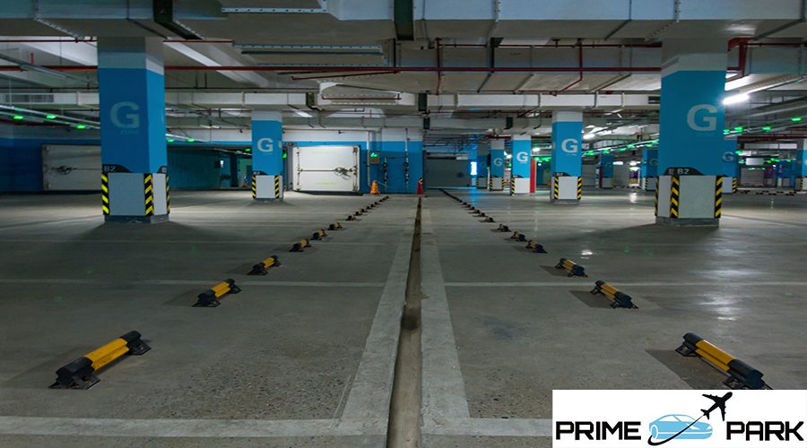 Empty underground parking garage