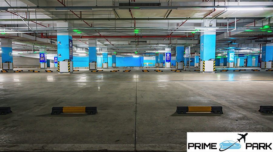 Empty underground parking garage