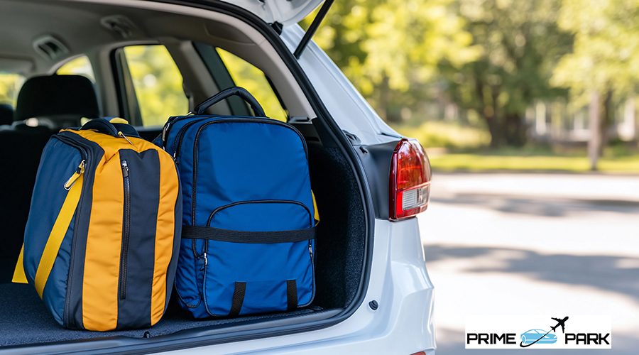 Car Trunk Filled with Luggage Outdoors