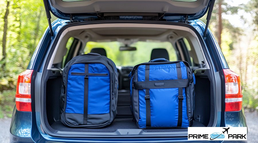 Car Trunk Filled with Luggage, Outdoors